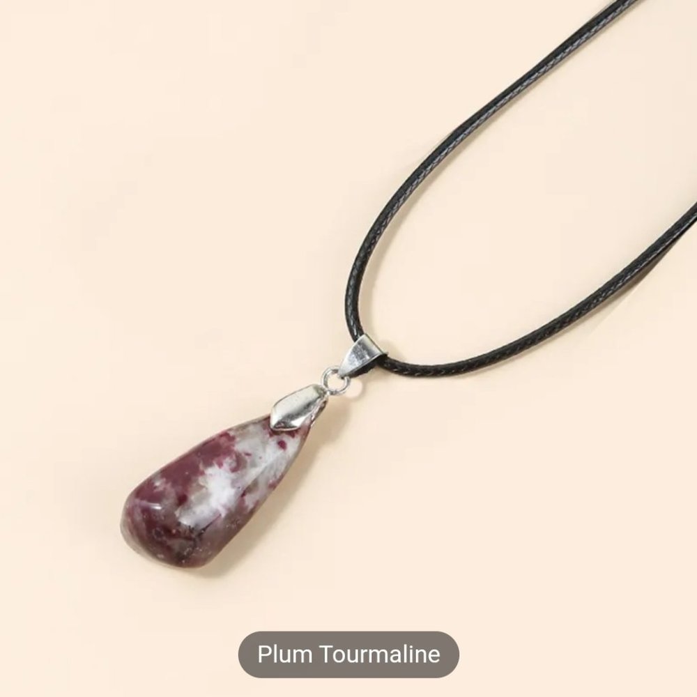 Plum tourmaline necklace women men 17"